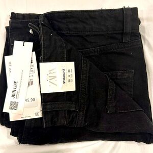 ZARA high rise straight black jeans